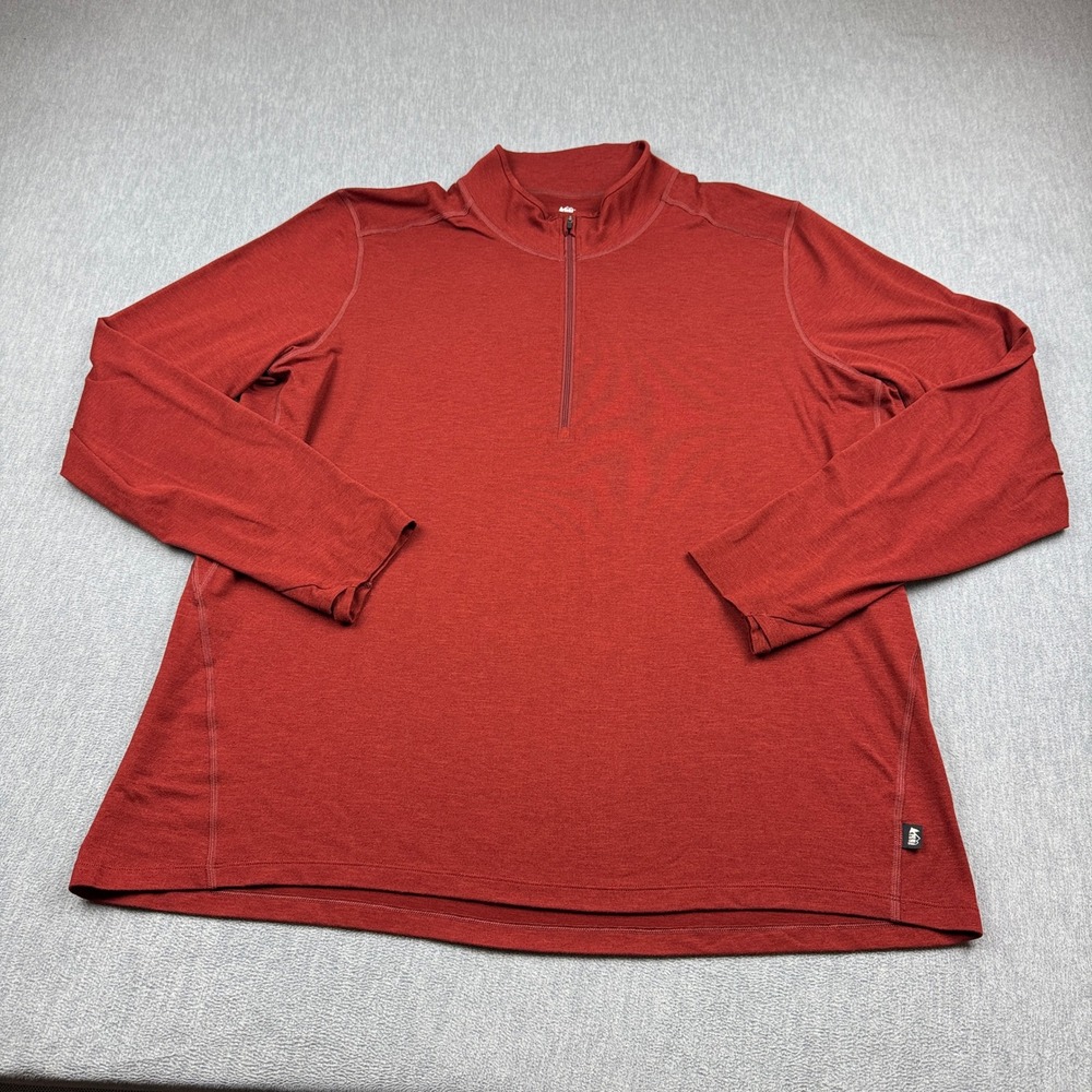 REI Co-Op Shirt‎ Mens 2XL Orange Midweight Base Layer 1/2 Zip Outdoor Hiking